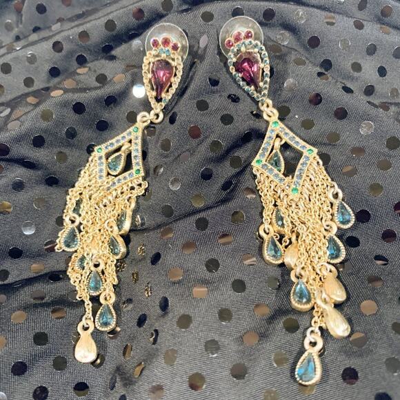 Nicole Miller Designer Jeweled Earrings – Elegant Statement, Never Worn - Picture 2 of 5